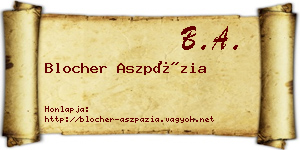Blocher Aszpázia névjegykártya